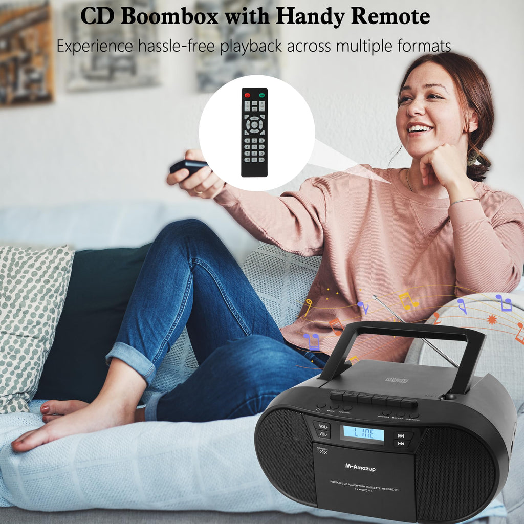 Portable CD Cassette Boombox with Bluetooth MP3 USB FM Radio S448