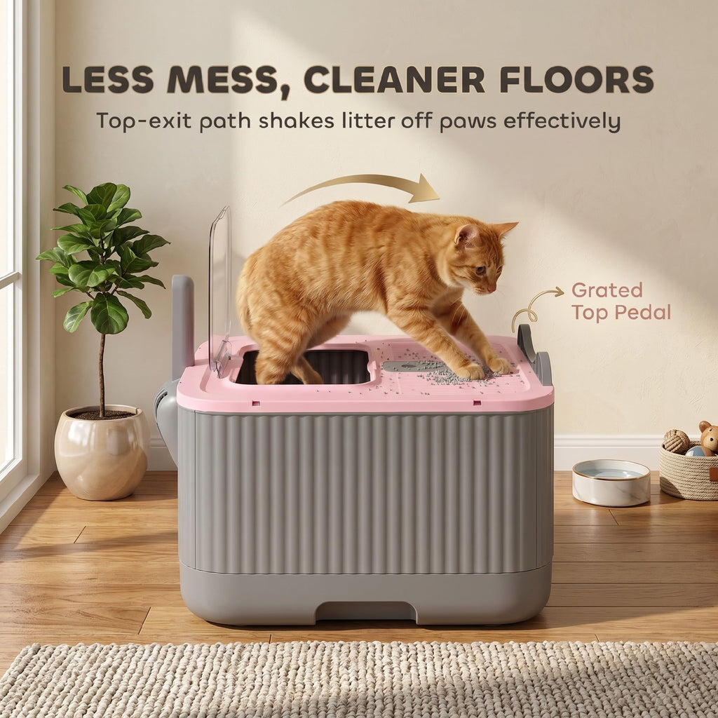 Pink Enclosed Cat Litter Box N1862