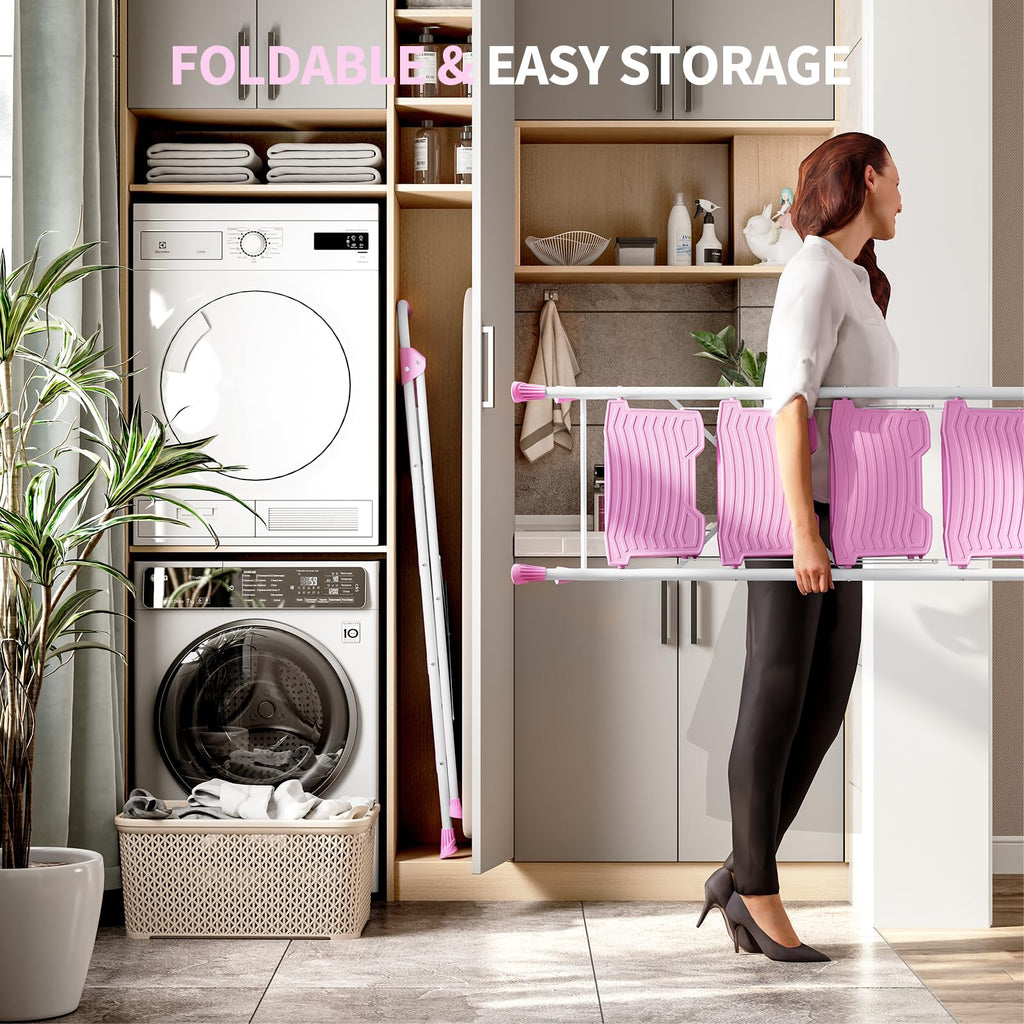 4 Step Pink Foldable Step Stool with Handrail L537