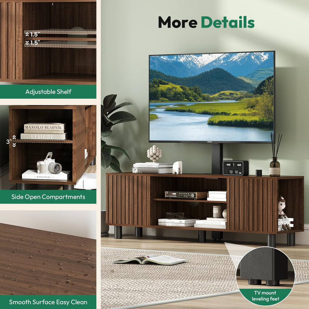 Walnut TV Stand with Mount for 65-75 Inch TV Q789582