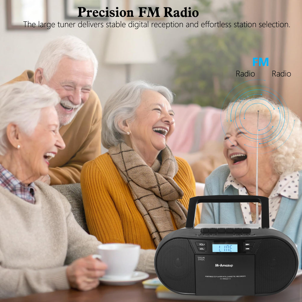 Portable CD Cassette Boombox with Bluetooth MP3 USB FM Radio S448