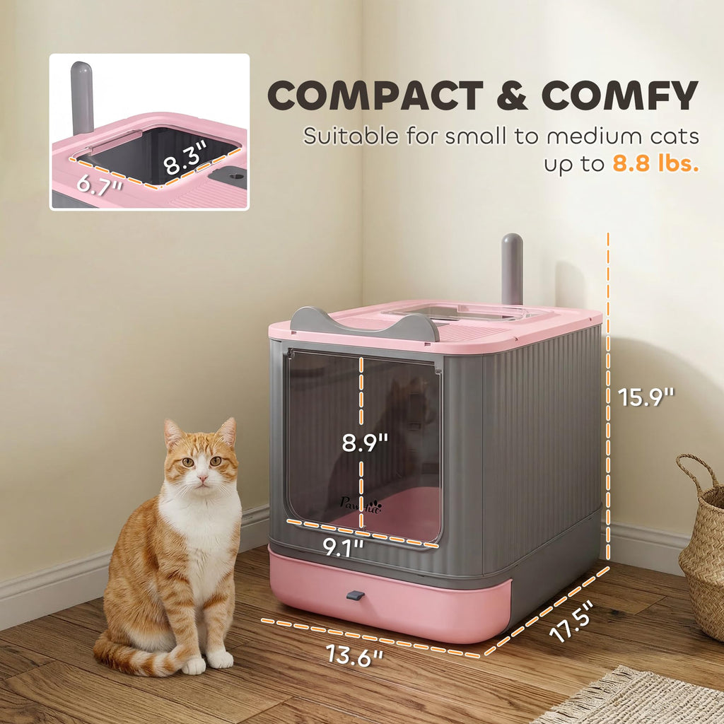 Pink Enclosed Cat Litter Box N1862