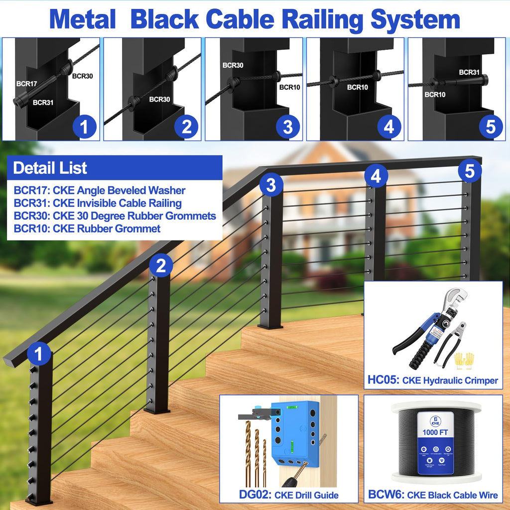 1000FT 1/8" Black T316 Stainless Steel Cable U905