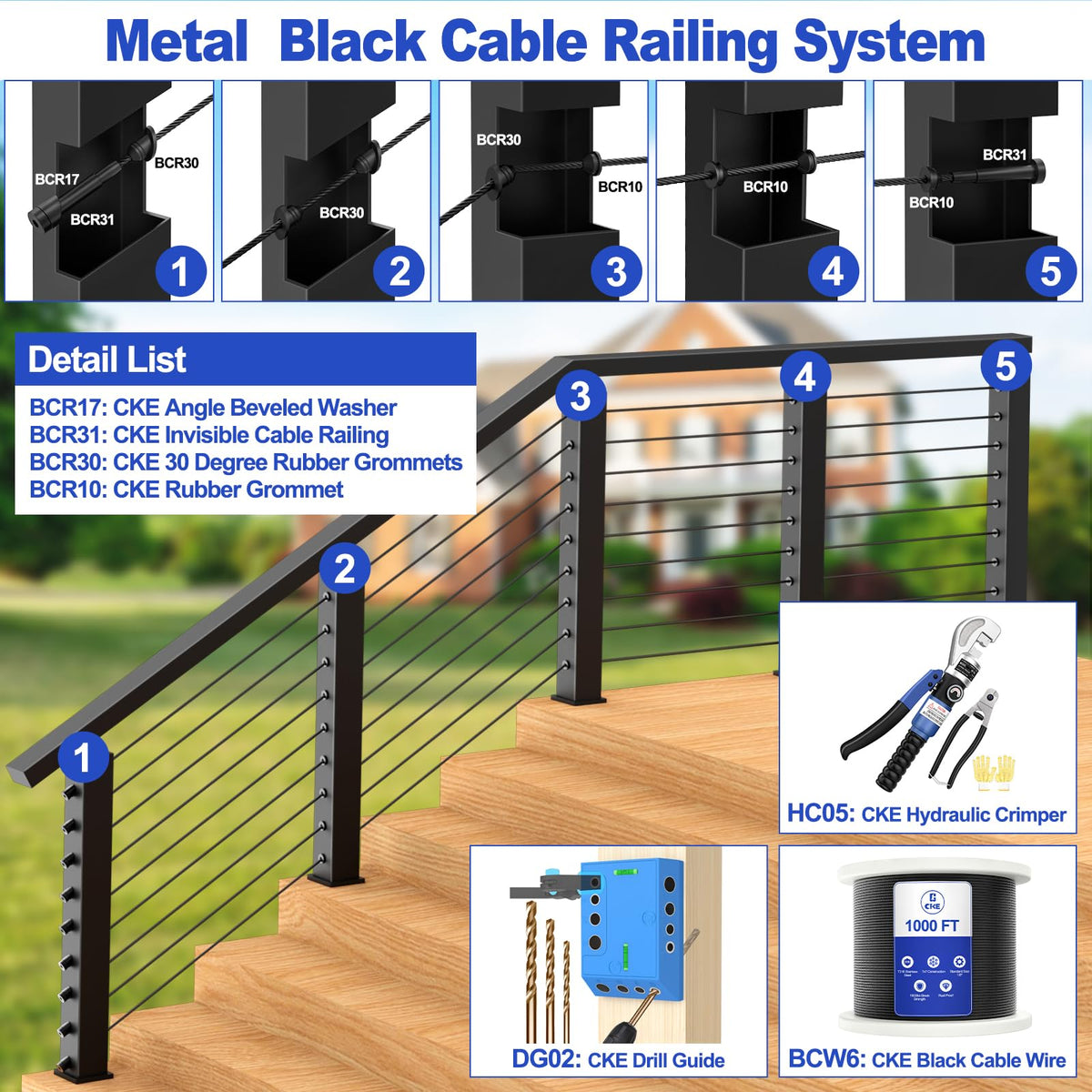 1000FT 1/8" Black T316 Stainless Steel Cable U905