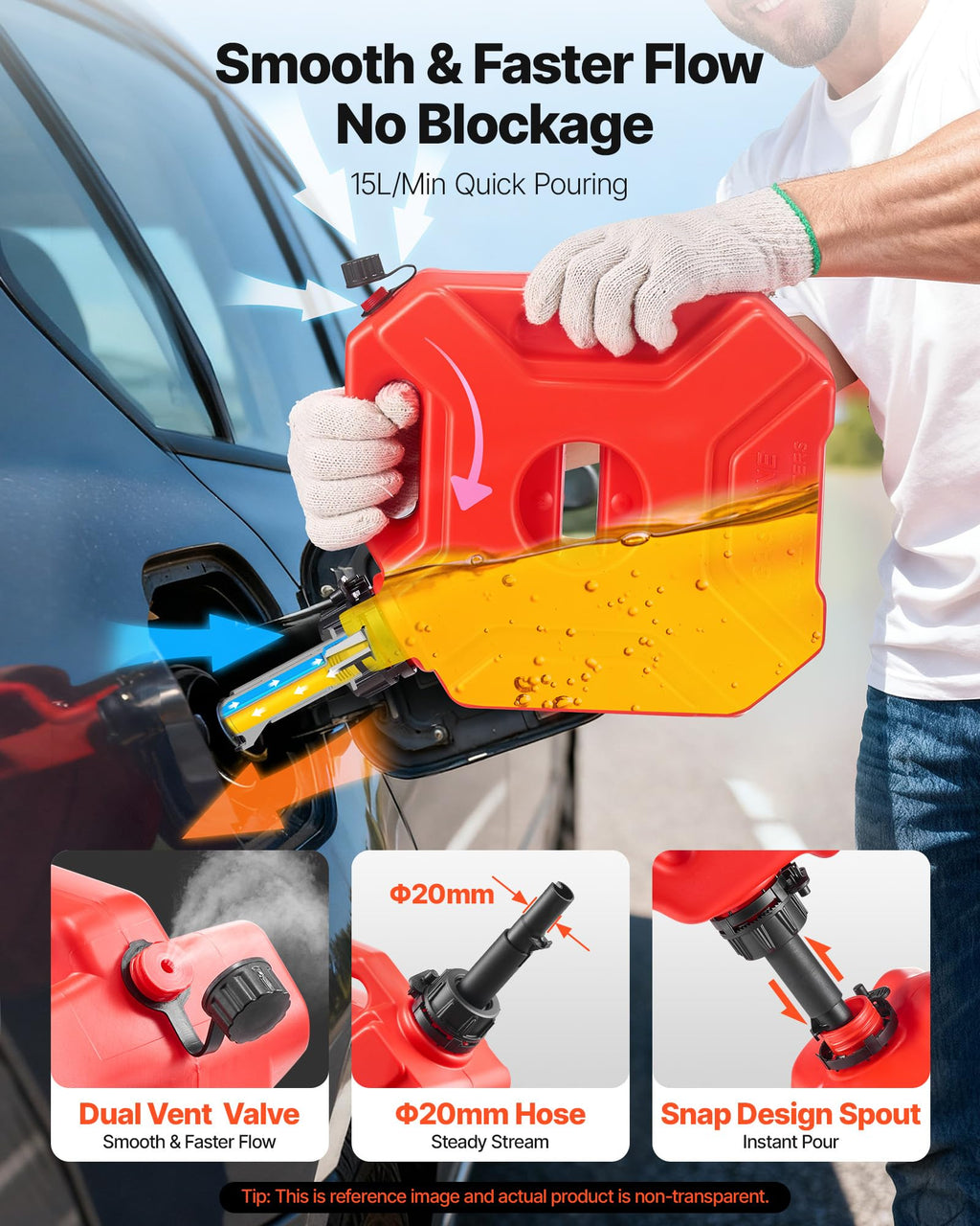 1.3 Gallon Gas Can with Spout and Lockable Bracket G91925
