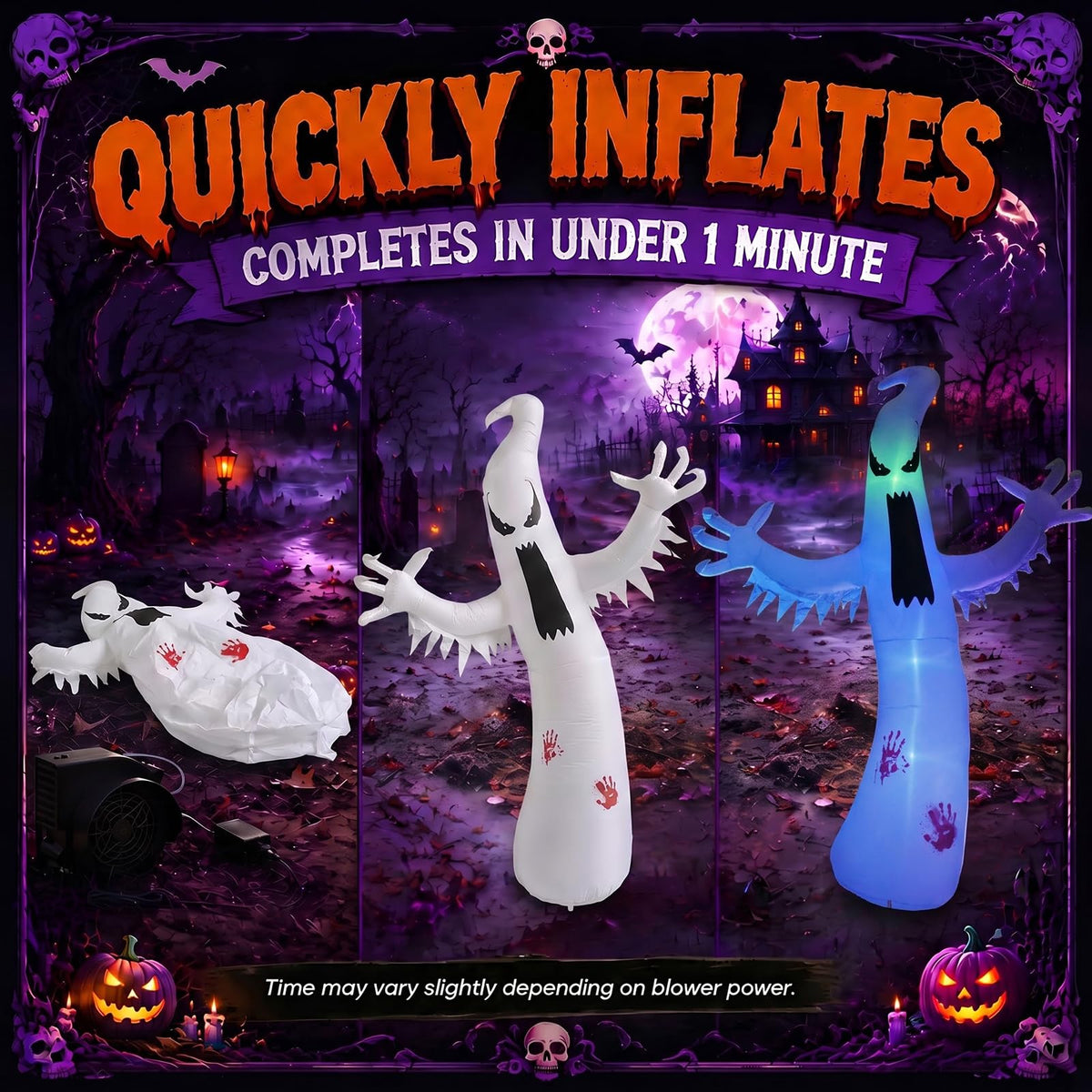 8 FT Halloween Inflatable Ghost Outdoor Decoration with Colorful LEDs M63953