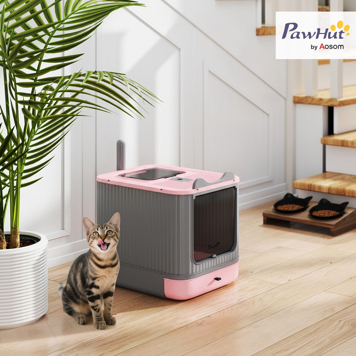 Pink Enclosed Cat Litter Box N1862