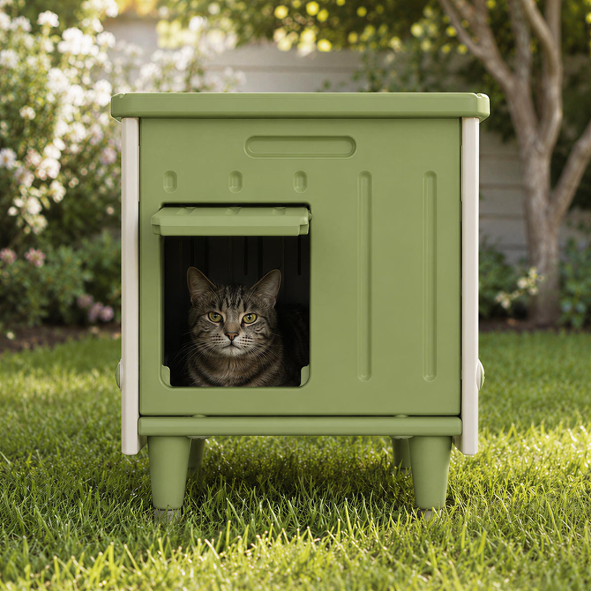 Extra Large Insulated Plastic Cat House with Escape Door X51803