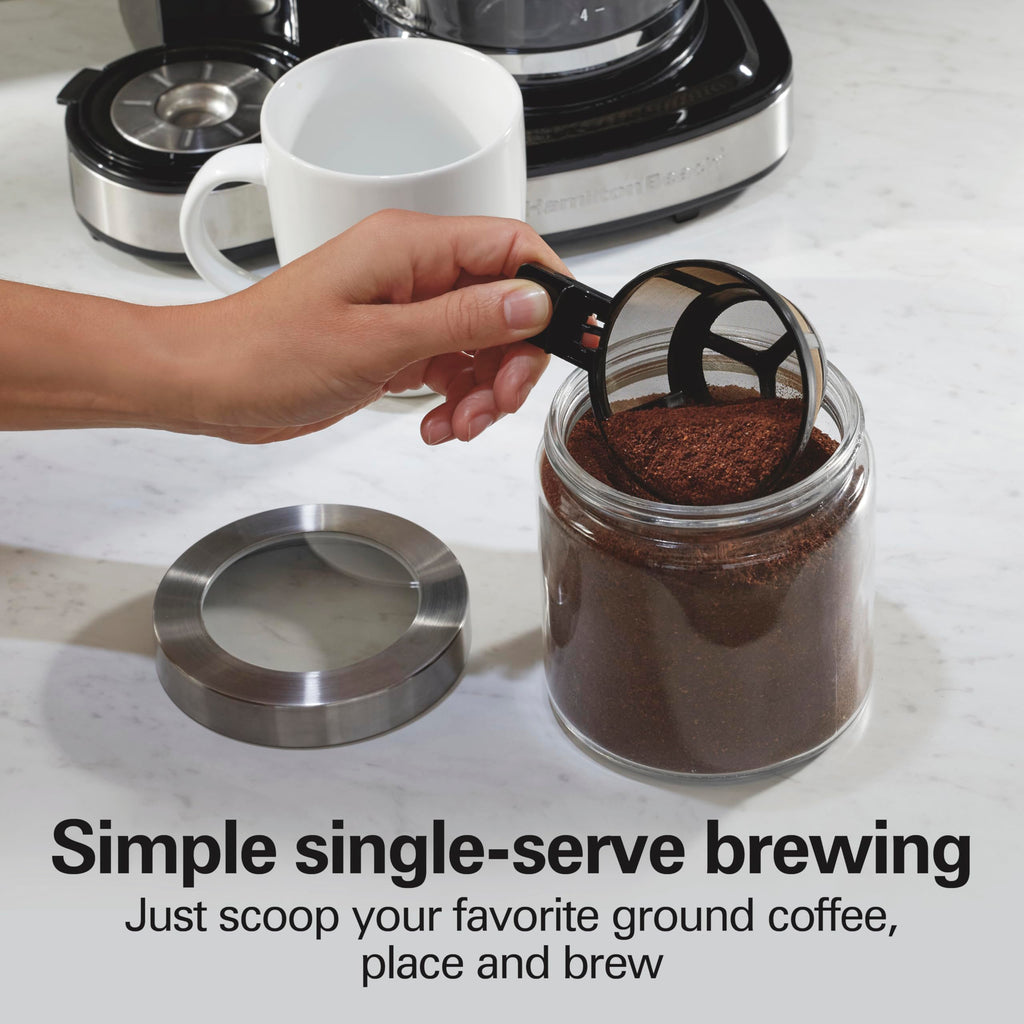 2-Way Coffee Maker, Single-Serve and 12-Cup Pot, Black/Stainless Steel B427992
