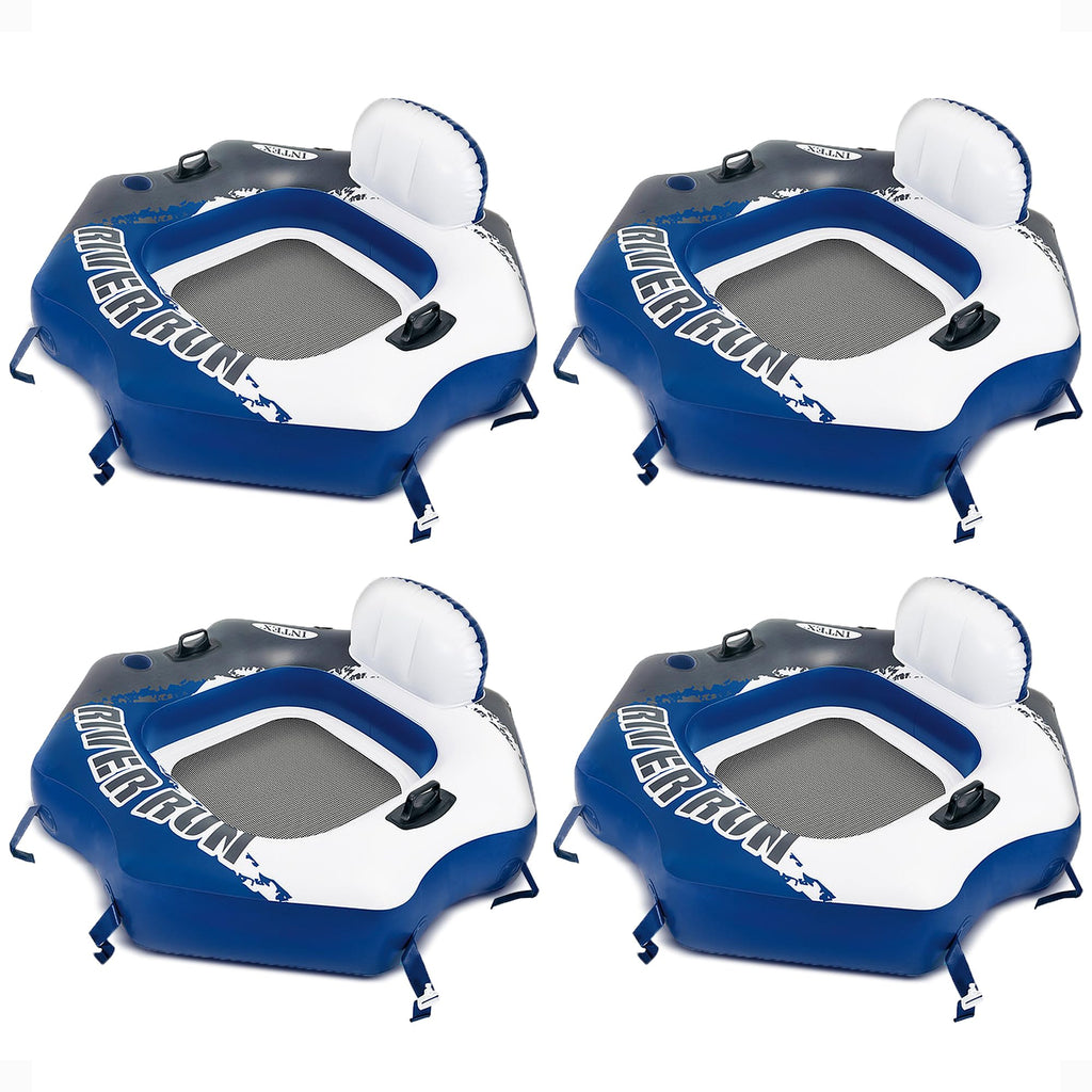 Single Person Inflatable Lounge Tube Chair with Mesh Bottom, Backrest, and Built in Cupholders H55525