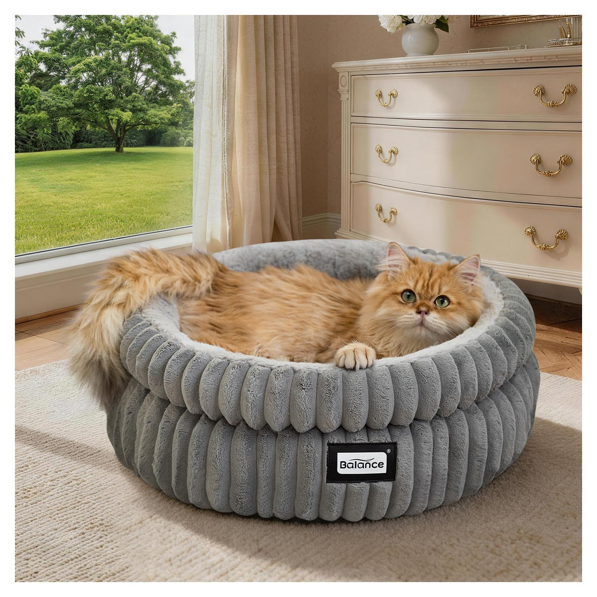 Washable Round Plush Cat Bed B387148