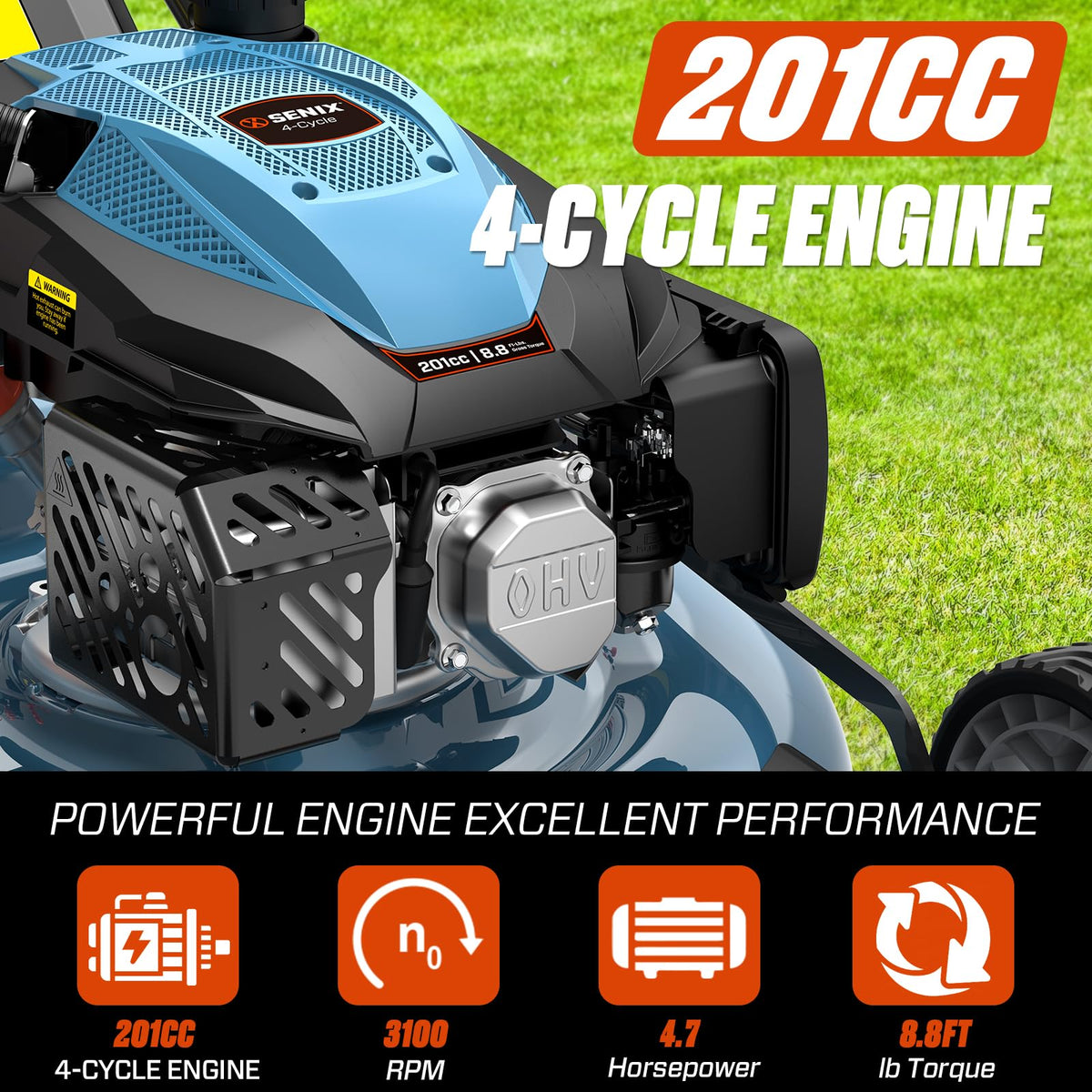 22" 3-in-1 Self Propelled Gas Lawn Mower X3613