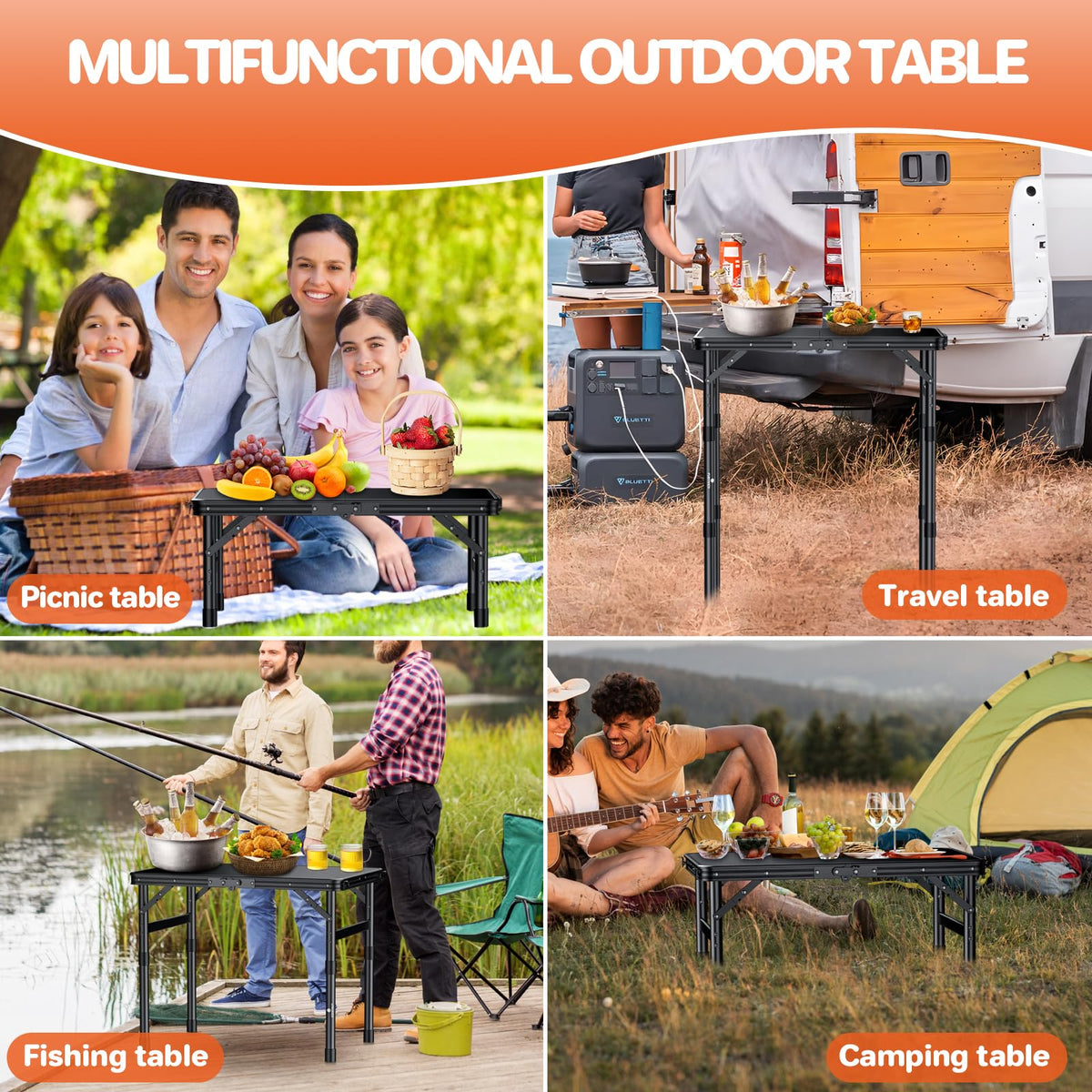 Waterproof Camping Tables with Plastic Tabletop X31682