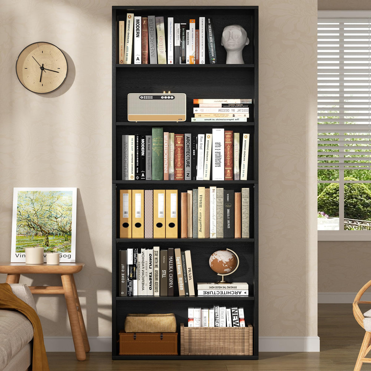 6-Tier Black Bookshelf F623917