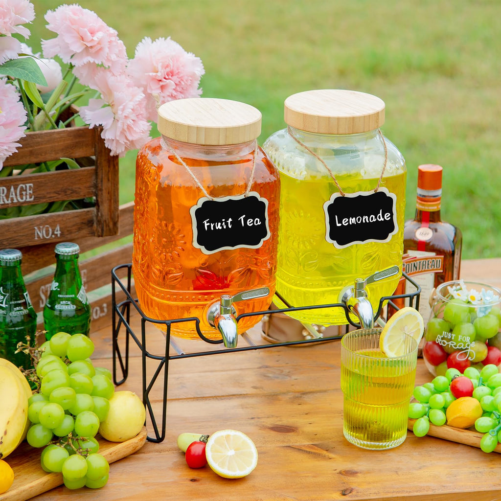 2-Pack 1 Gallon Glass Drink Dispensers with Spigot H962