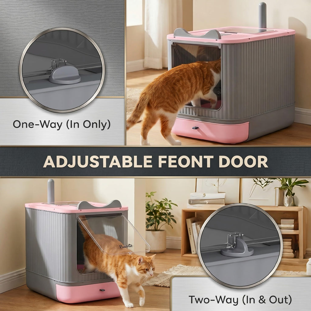 Pink Enclosed Cat Litter Box N1862