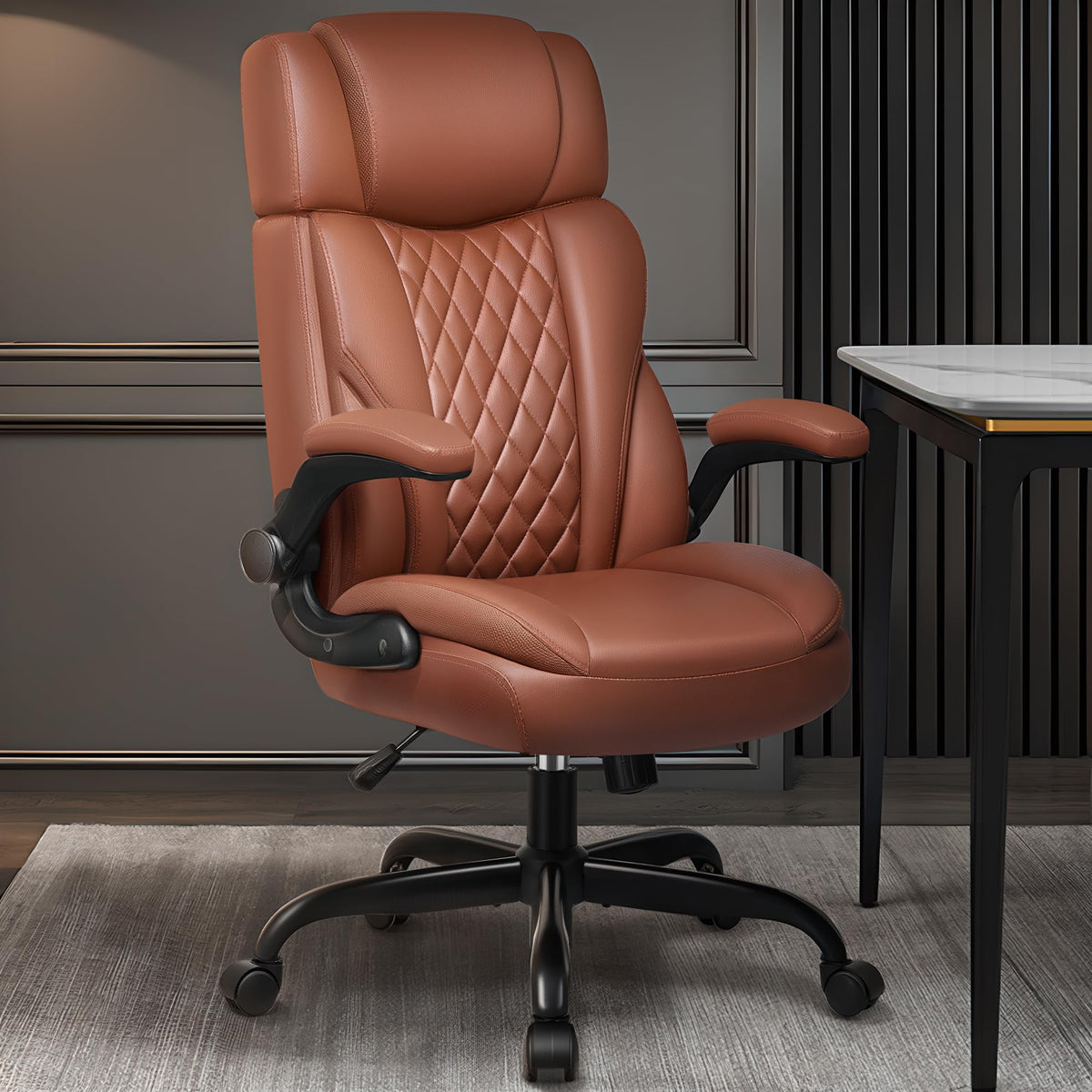 Leather Ergonomic Office Chair with Flip Up Arms B75739