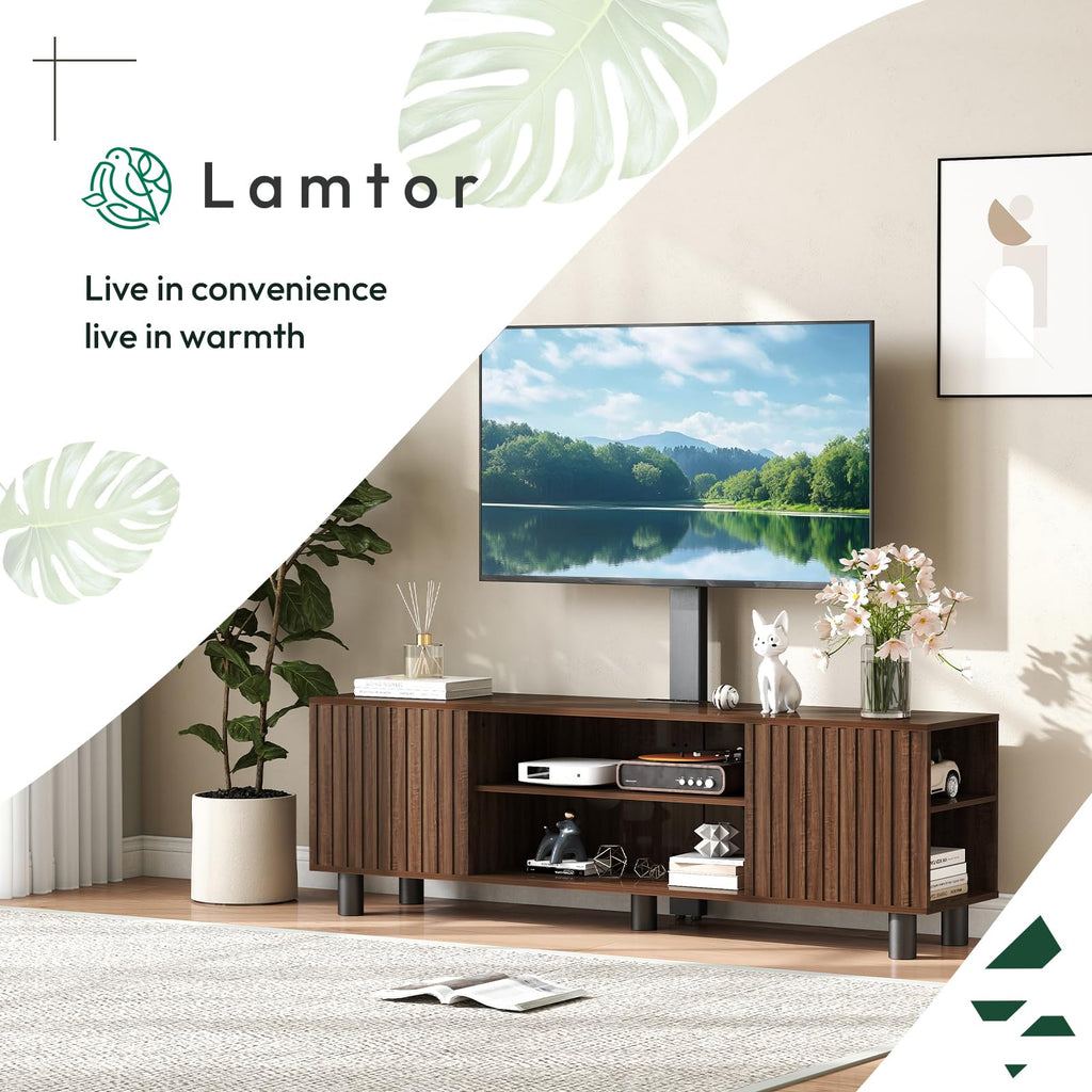Walnut TV Stand with Mount for 65-75 Inch TV Q789582
