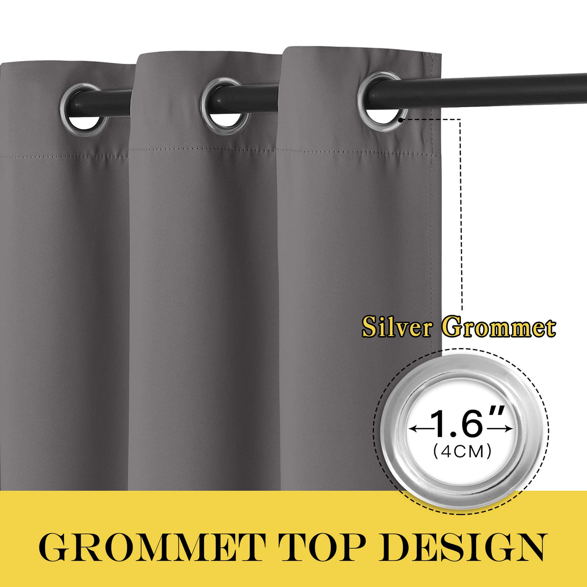 Grey Blackout Curtains 84 inch 1 Panel L20925