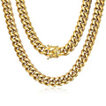 15mm 18k Gold Stainless Steel Cuban Link Chain L540208