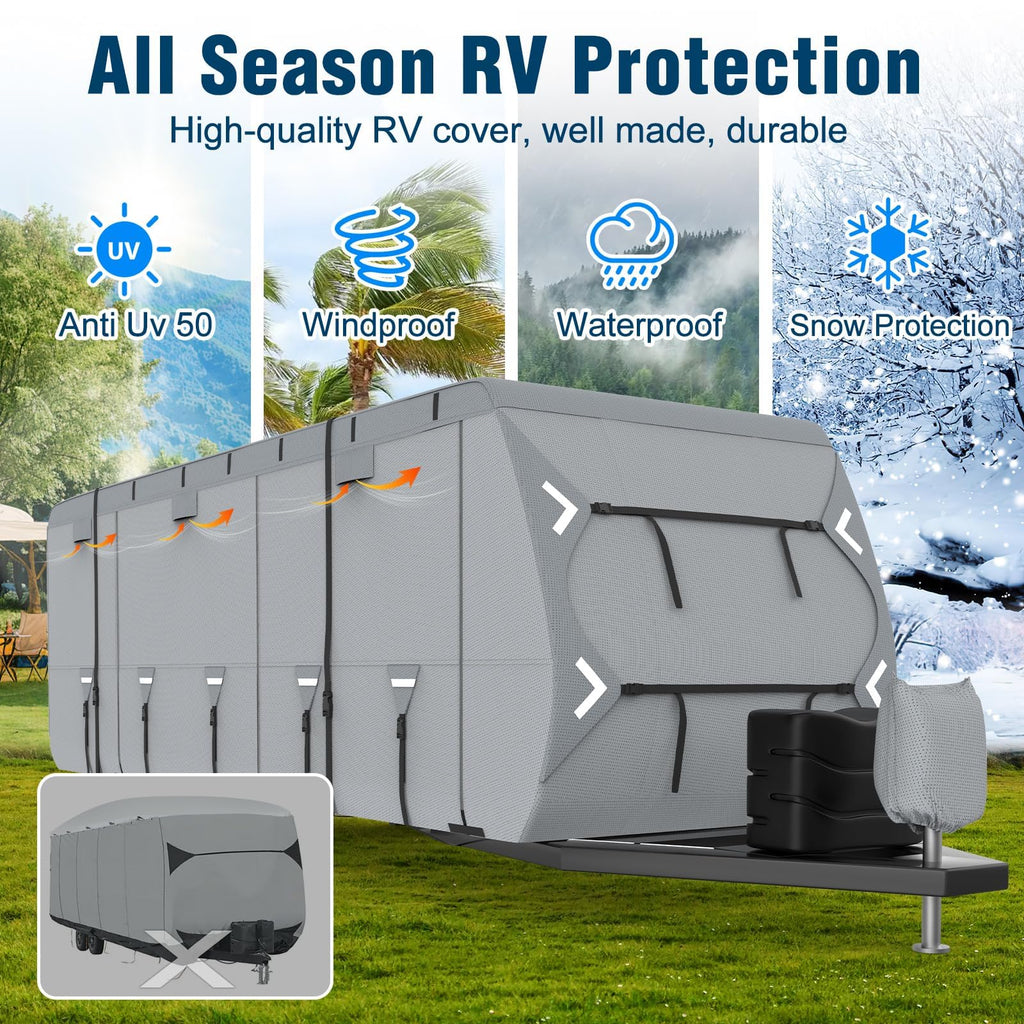 16-18ft Heavy Duty Waterproof RV Cover with Tire Cover J5706