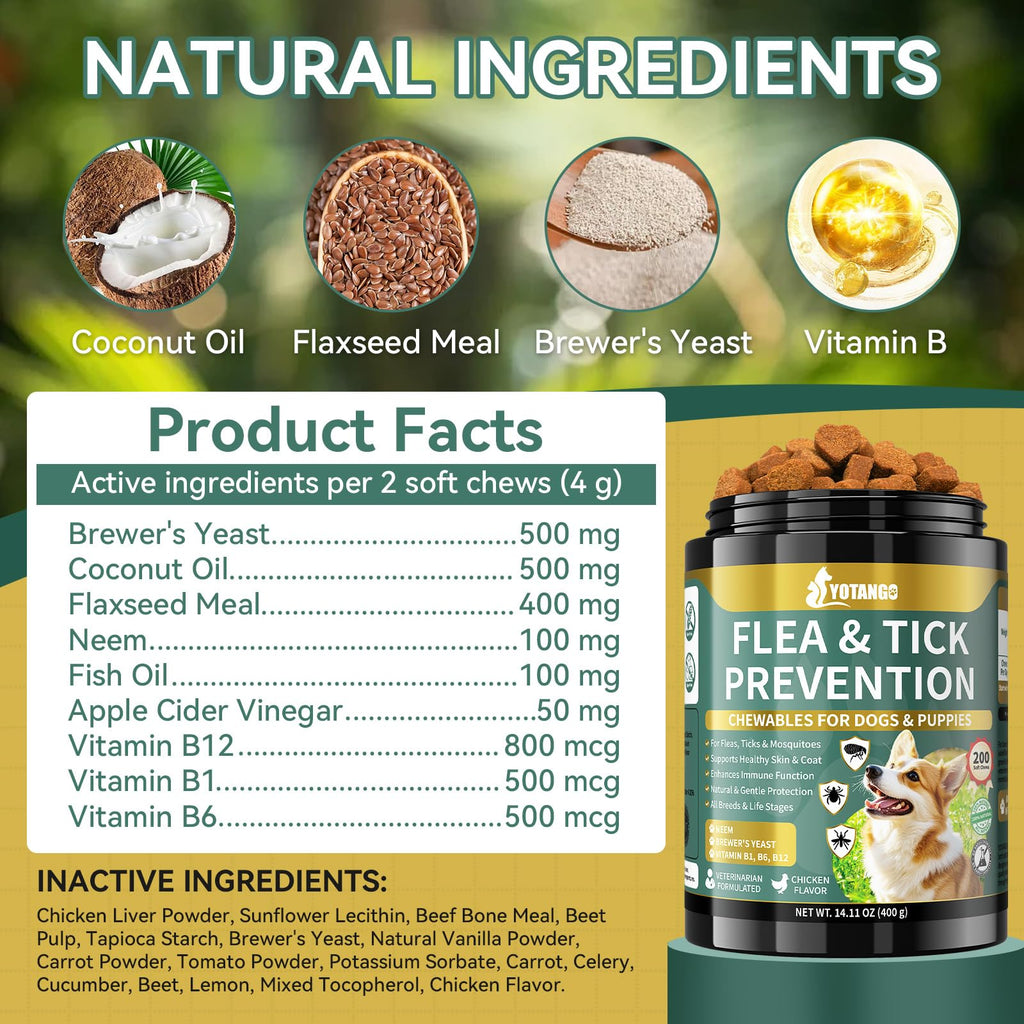 Flea and Tick Prevention for Dogs Chewable 200 Ct C251