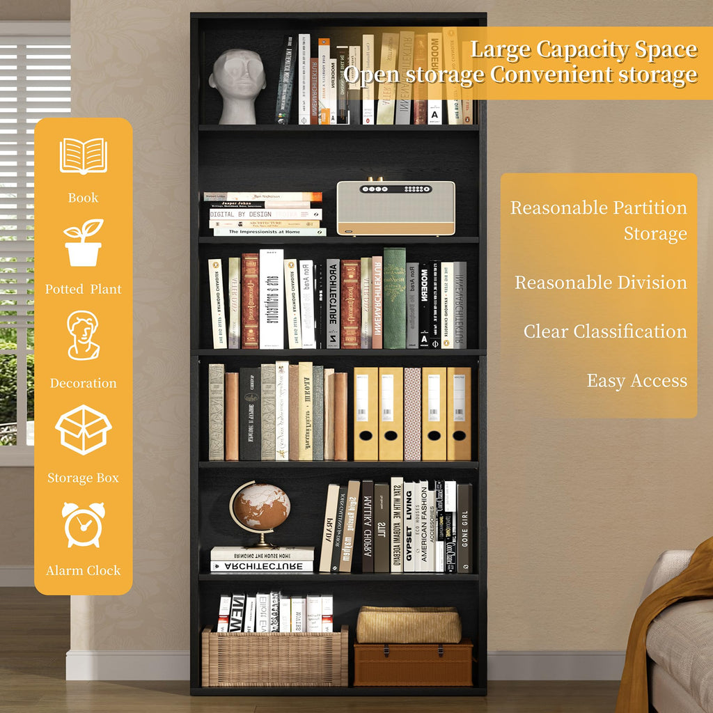 6-Tier Black Bookshelf F623917