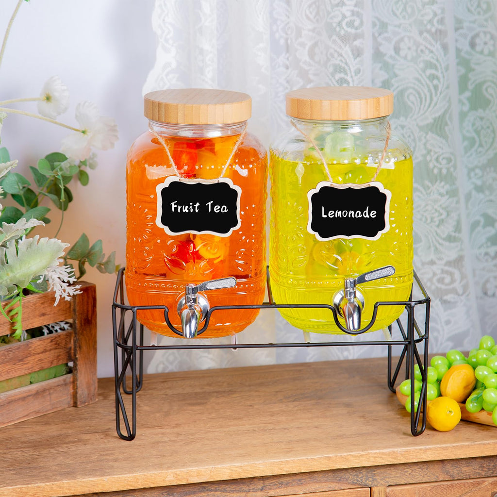 2-Pack 1 Gallon Glass Drink Dispensers with Spigot H962