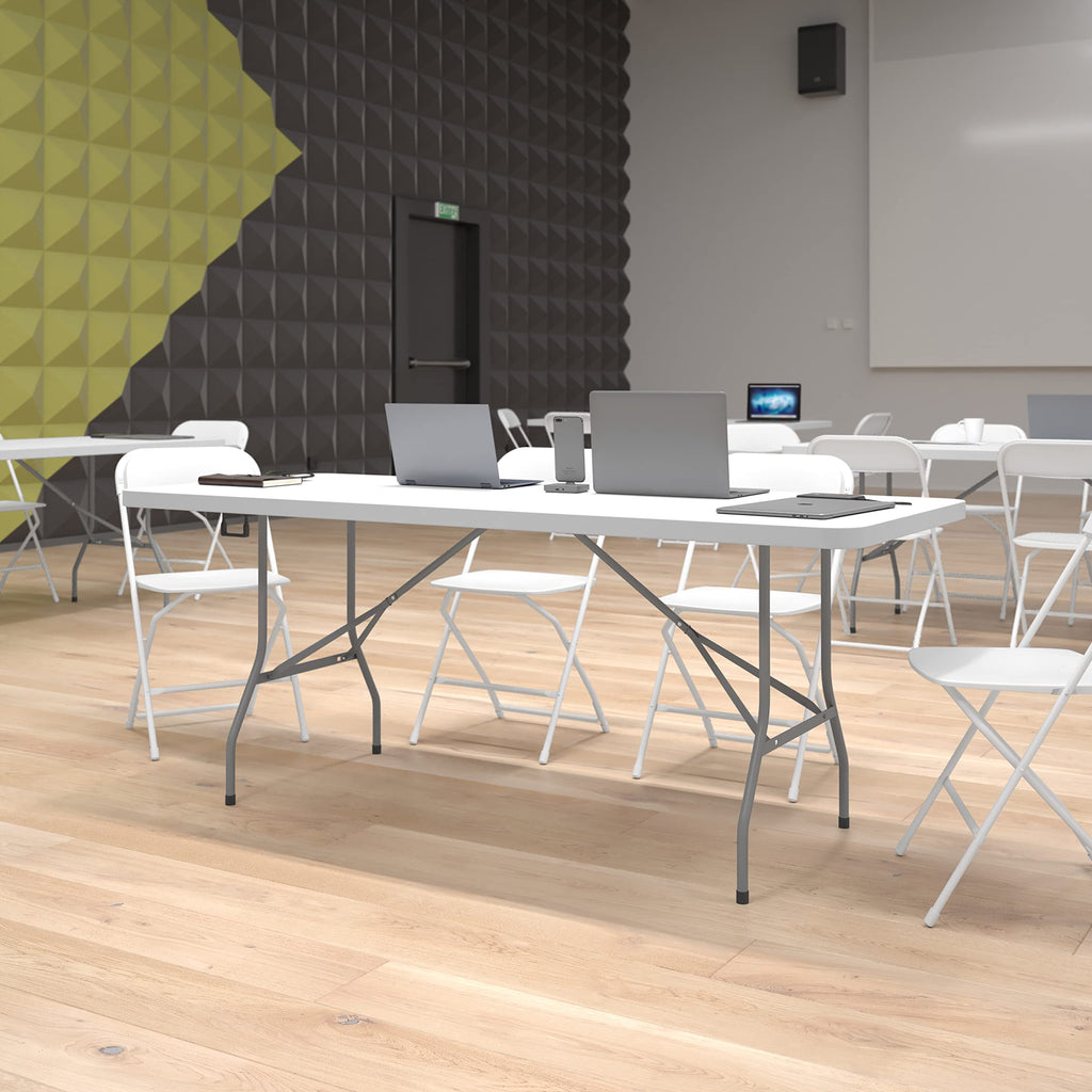 6-Foot Heavy Duty Plastic Folding Table with Carrying Handles Y604636