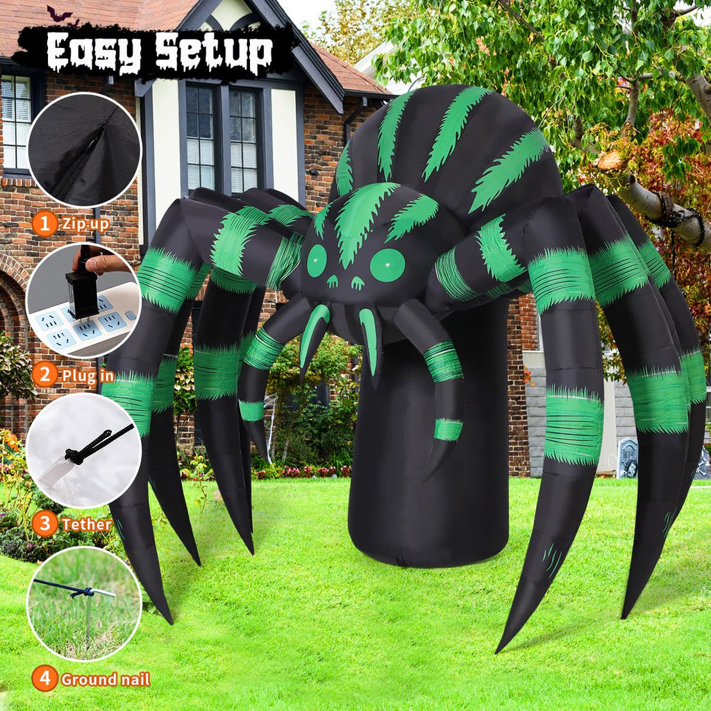 7 FT Inflatable Spider Outdoor Decoration with LED Lights V6898
