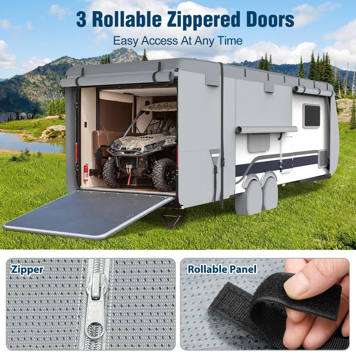16-18ft Heavy Duty Waterproof RV Cover with Tire Cover J5706