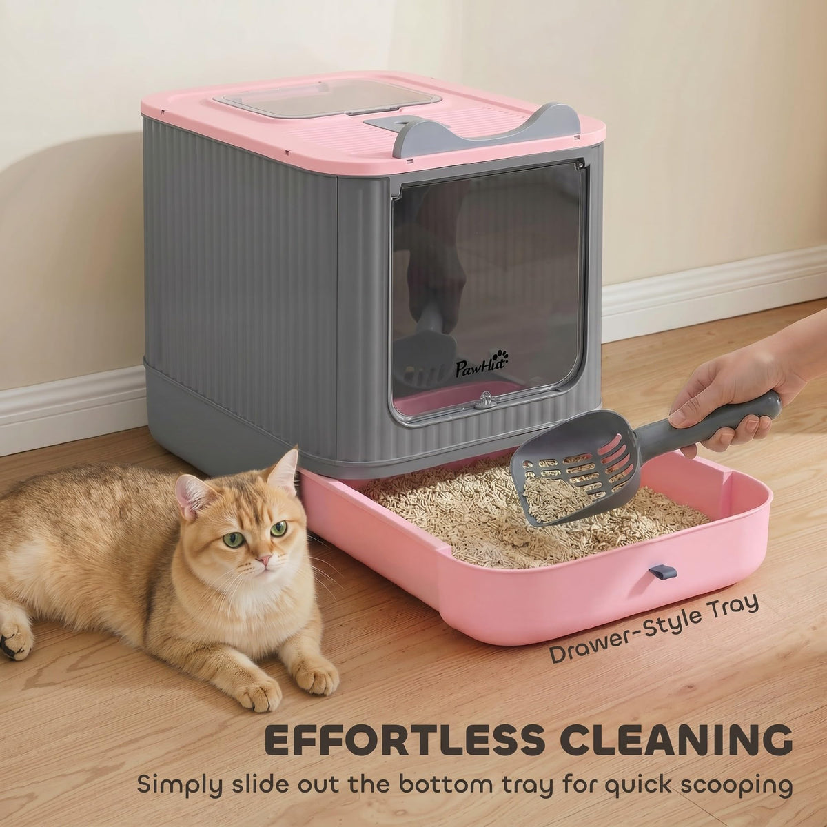 Pink Enclosed Cat Litter Box N1862