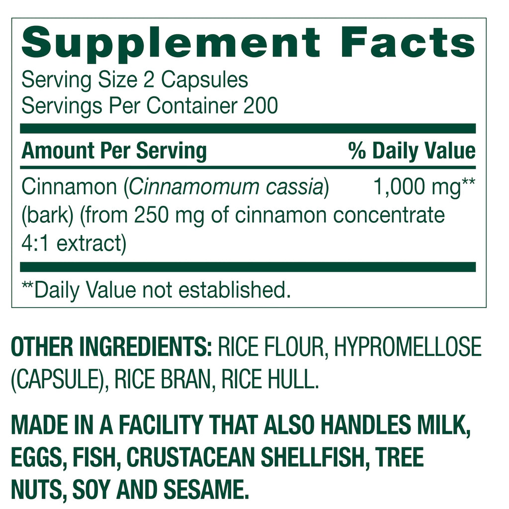 Cinnamon Extract Capsules 400 Count S2575