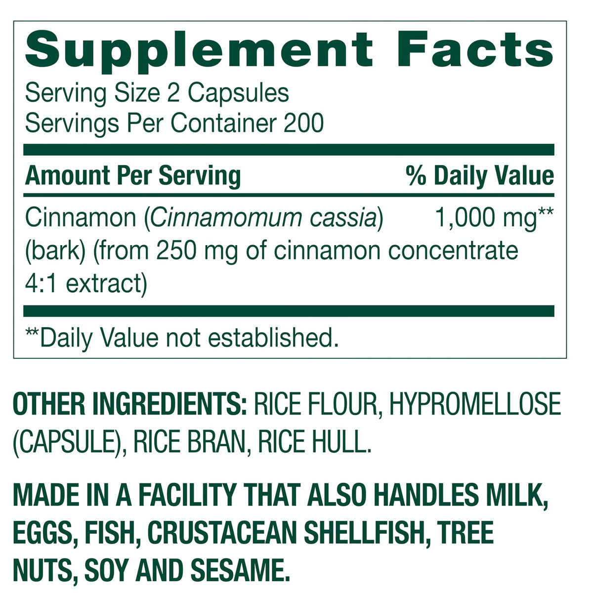 Cinnamon Extract Capsules 400 Count S2575