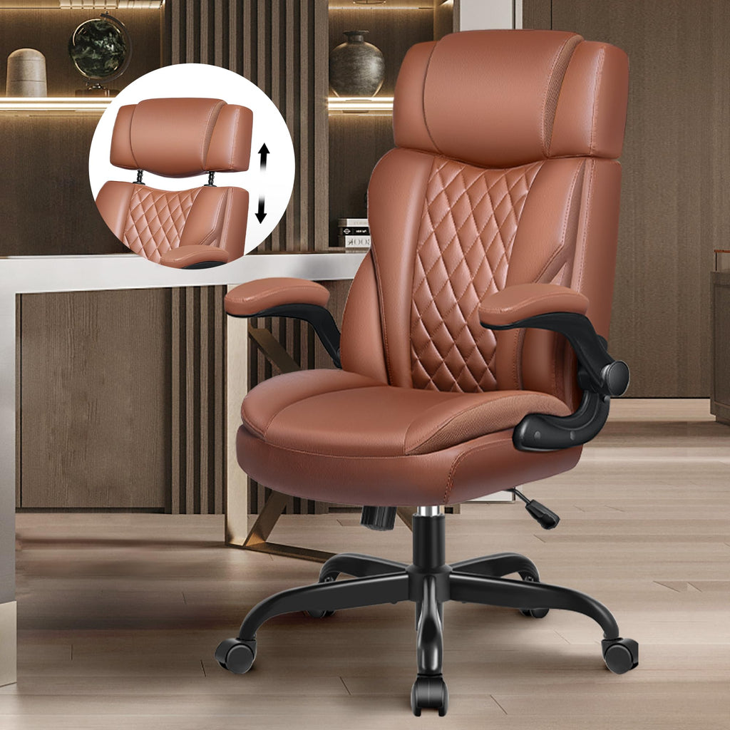 Leather Ergonomic Office Chair with Flip Up Arms B75739