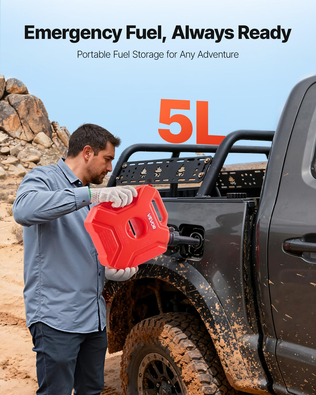 1.3 Gallon Gas Can with Spout and Lockable Bracket G91925