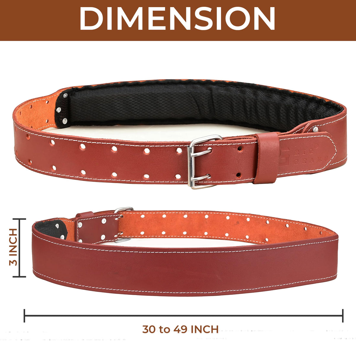 Leather Tool Belt 3 Inch 34" to 49" M58547