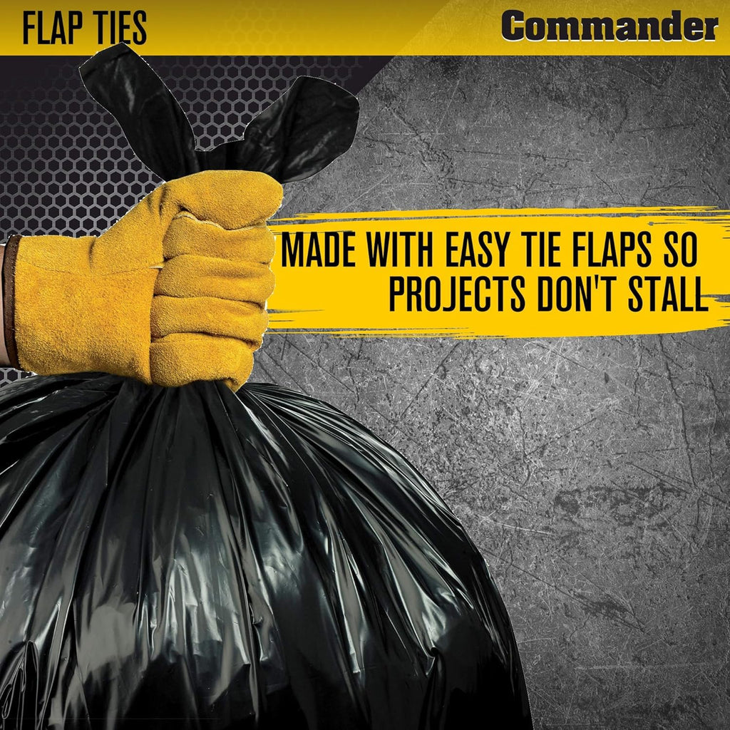 55 Gallon Heavy Duty Contractor Bags with Flap Ties, Pack of 80 G155