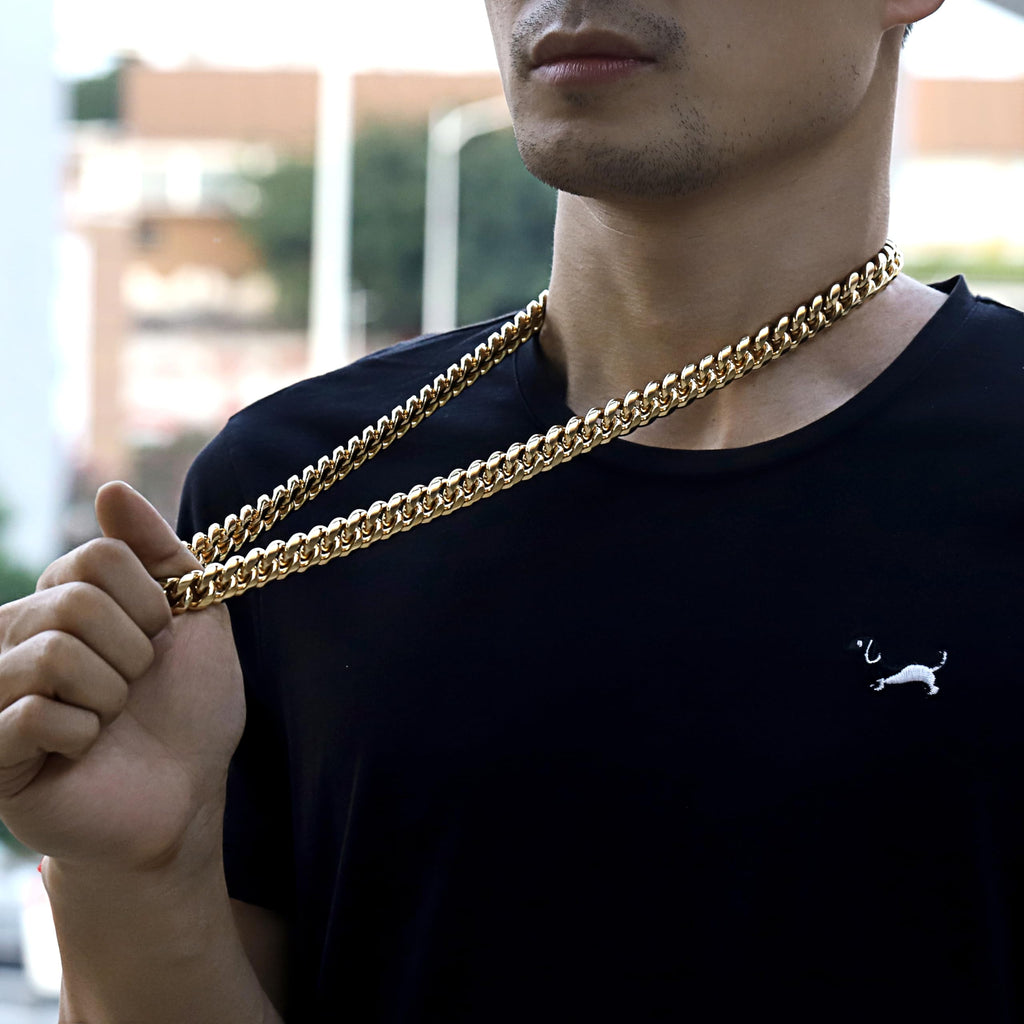 15mm 18k Gold Stainless Steel Cuban Link Chain L540208