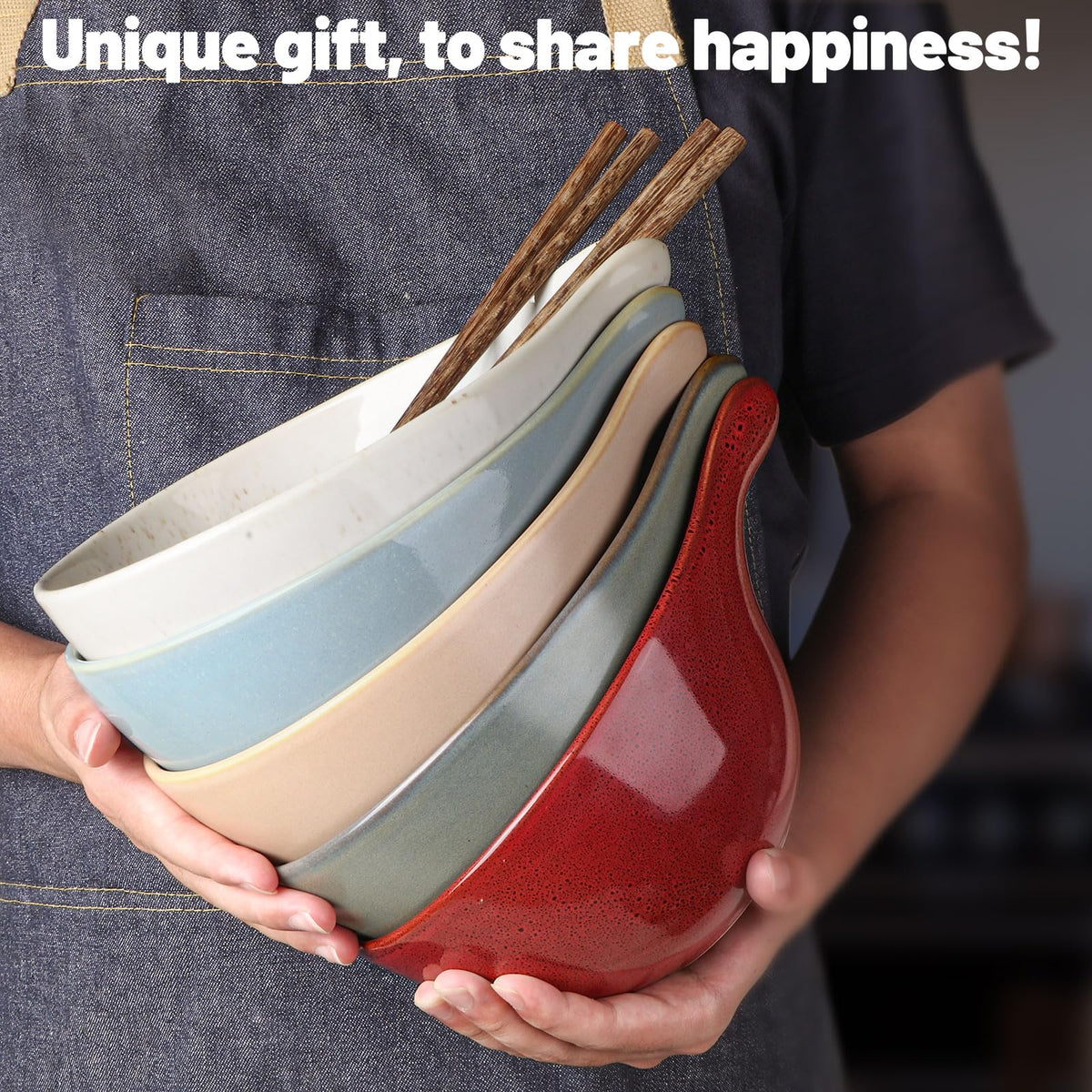 42oz Ceramic Ramen Bowl Set of 4 Q5648