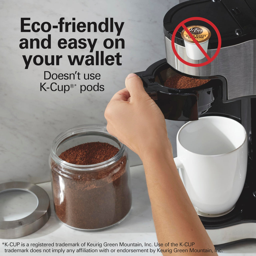 2-Way Coffee Maker, Single-Serve and 12-Cup Pot, Black/Stainless Steel B427992