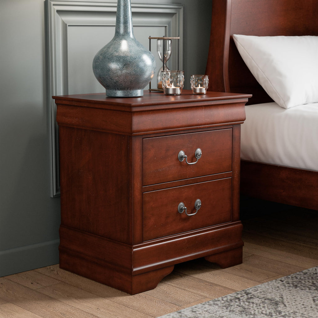 Solid Wood Nightstand with Drawers and Antique Nickle Handles M194080