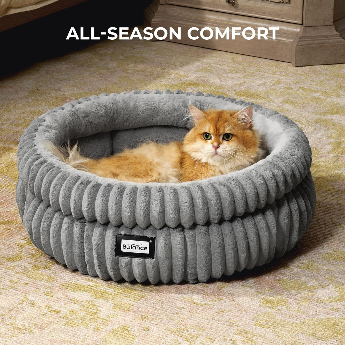 Washable Round Plush Cat Bed B387148