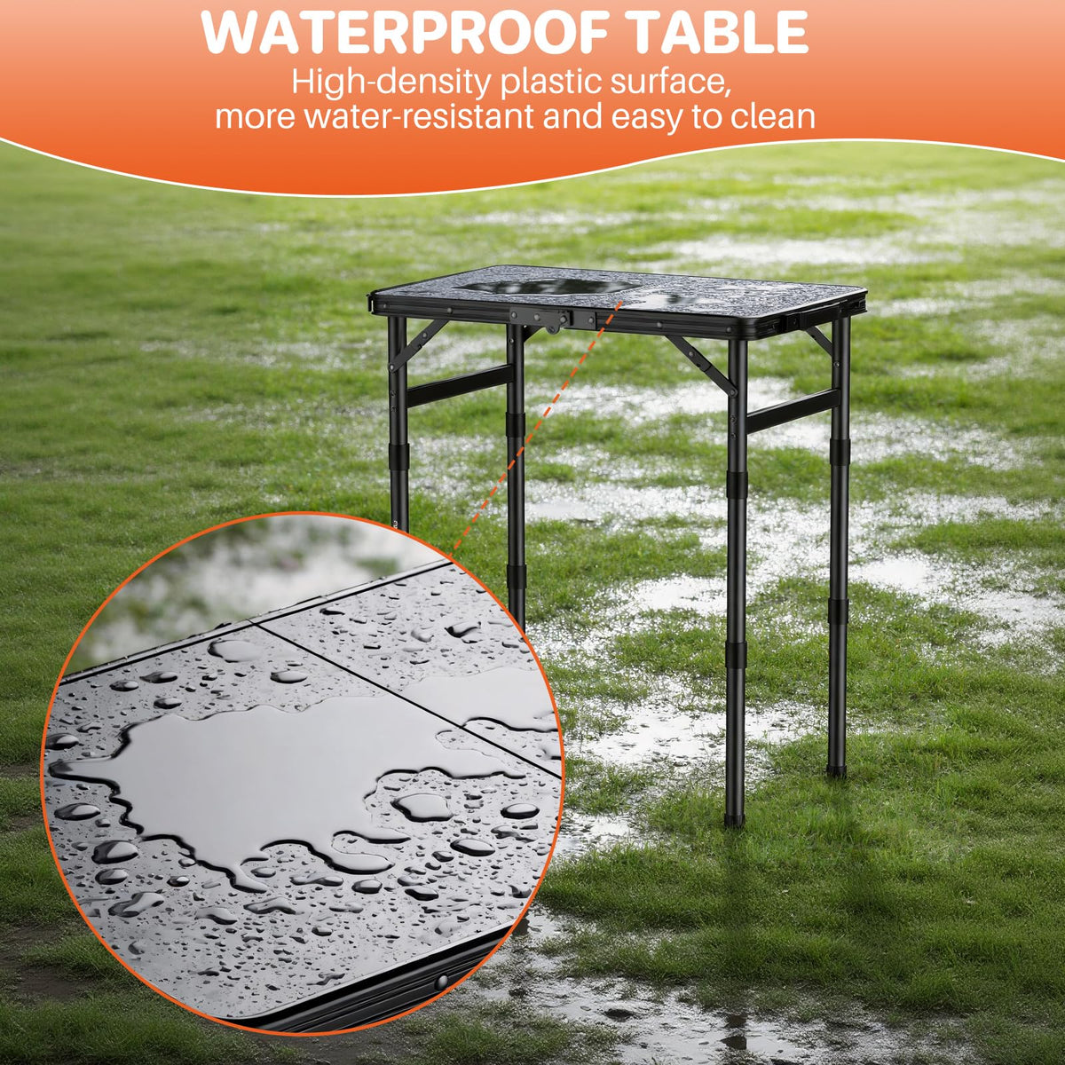 Waterproof Camping Tables with Plastic Tabletop X31682