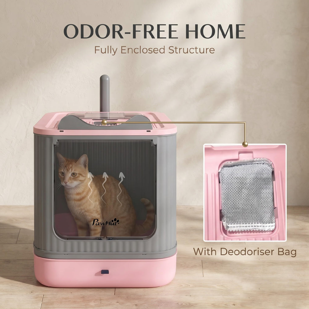 Pink Enclosed Cat Litter Box N1862