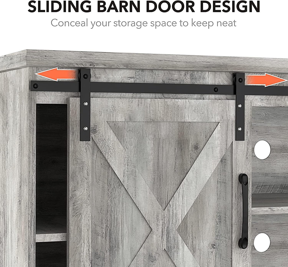Rustic Grey TV Stand with Storage and Barn Doors M124