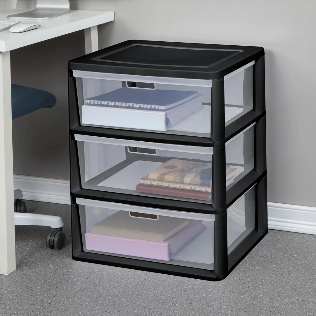 Black 5 Drawer Wide Tower X699