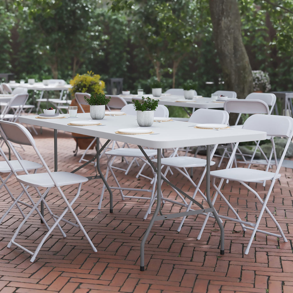 6-Foot Heavy Duty Plastic Folding Table with Carrying Handles Y604636