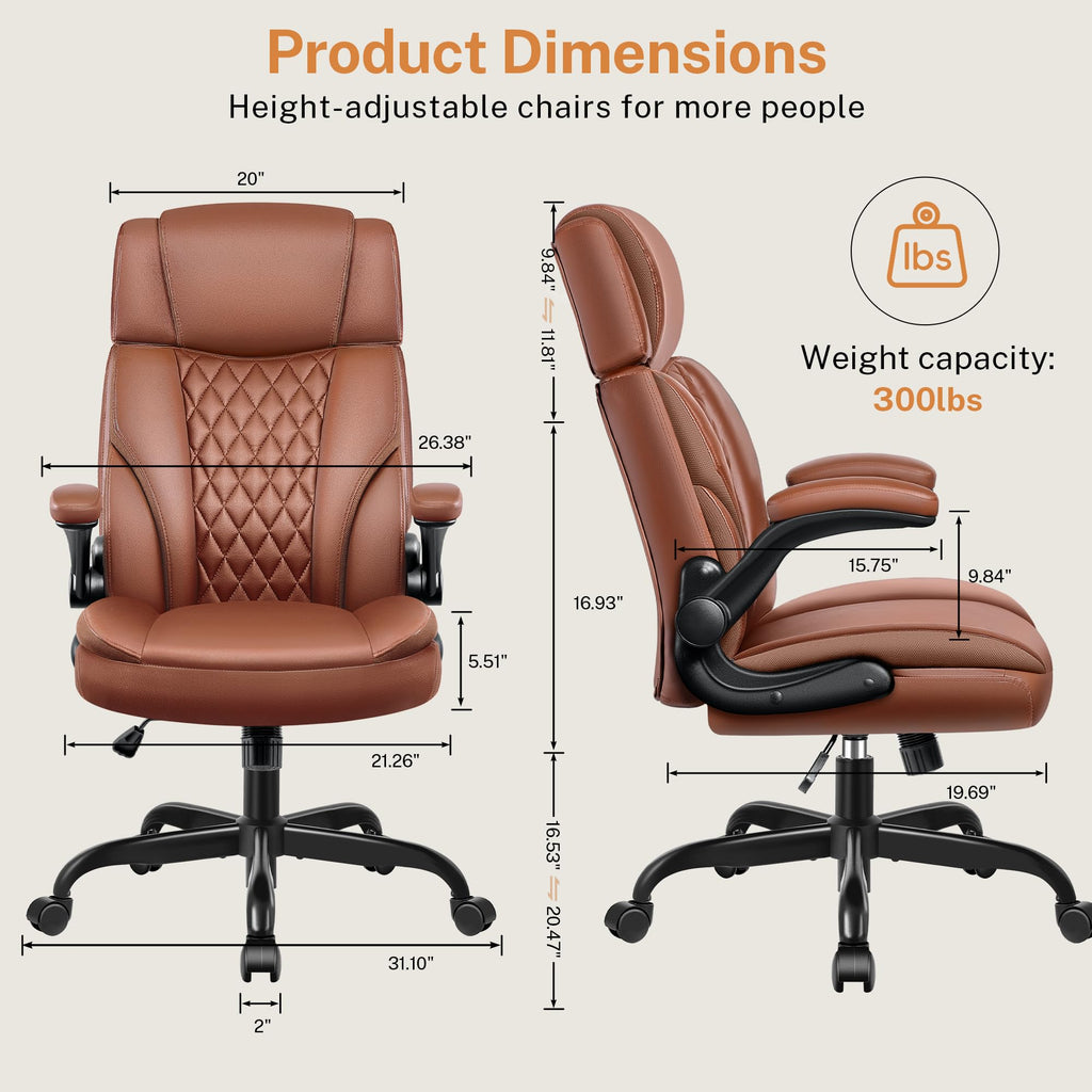 Leather Ergonomic Office Chair with Flip Up Arms B75739