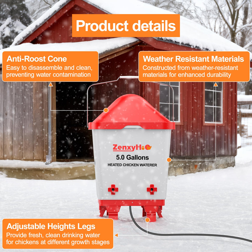 5.0 Gal Heated Chicken Waterer Bucket J47227
